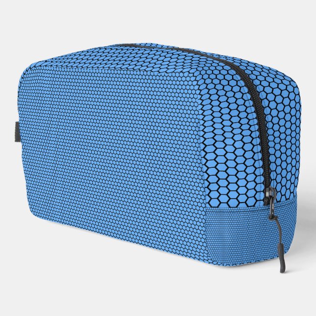 Hexagon Blue Black Pattern Toiletry Bag (Right Corner)