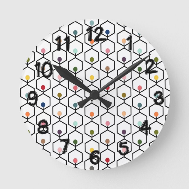 Hexagon Chains Round Clock (Front)