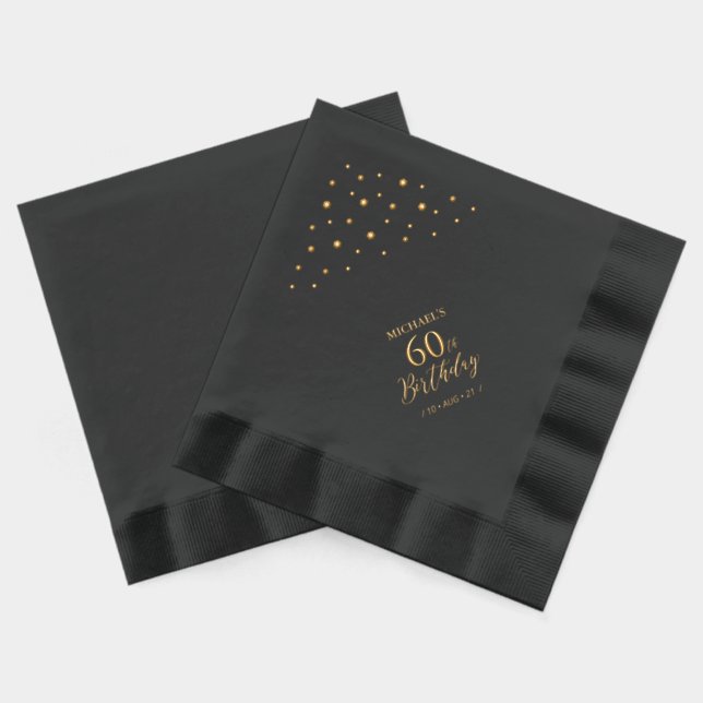 Hexagon Confetti Modern Adult 60th Birthday Party Foil Napkins (Back)