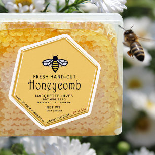 Hexagon en forme de Étiquette jaune Honeycomb avec