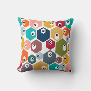 Hexagon Eyeballs Throw Pillow