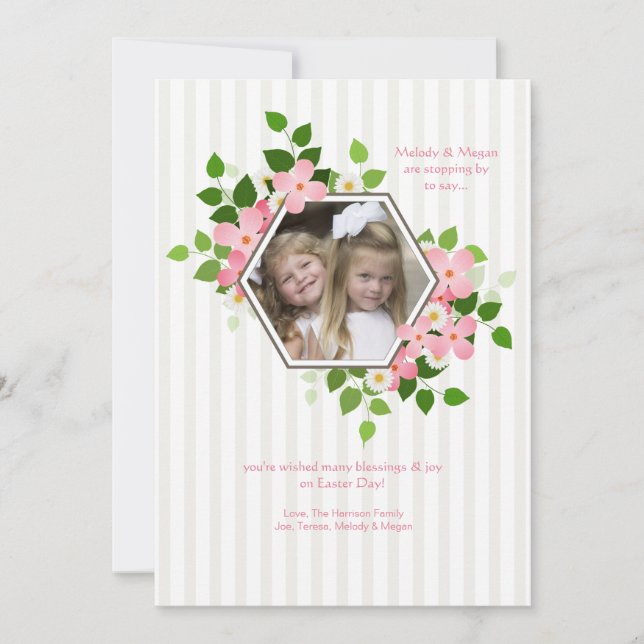 Hexagon Floral Photo Invitation (Front)
