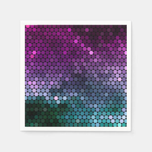 Hexagon geometric gradient Purple and Blue-Green Napkin