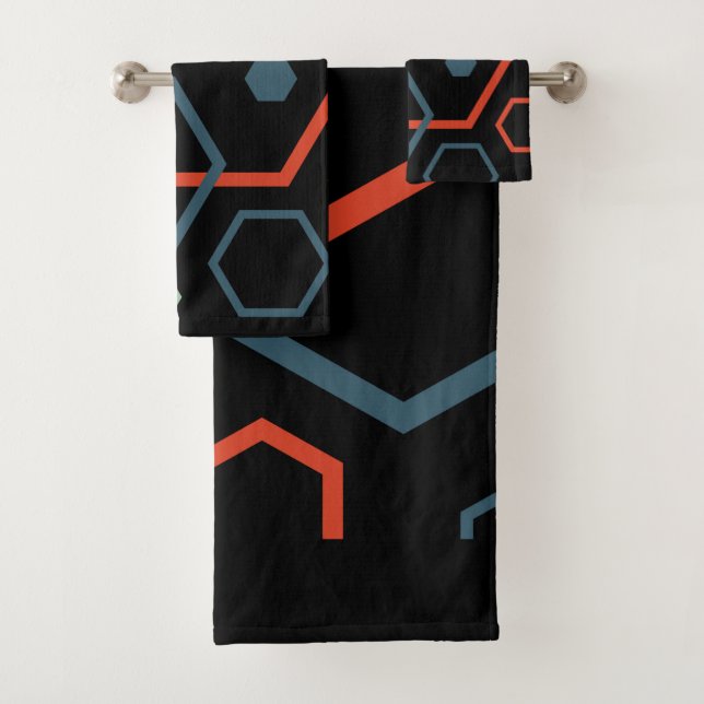 Hexagon Geometric Pattern  Bath Towel Set (Insitu)