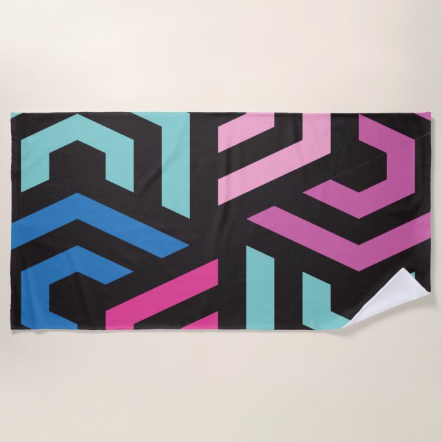 Hexagon Geometric Pattern      Beach Towel (Front)