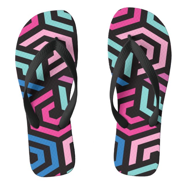 Hexagon Geometric Pattern        Flip Flops (Footbed)