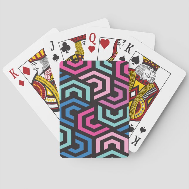 Hexagon Geometric Pattern Playing Cards (Back)