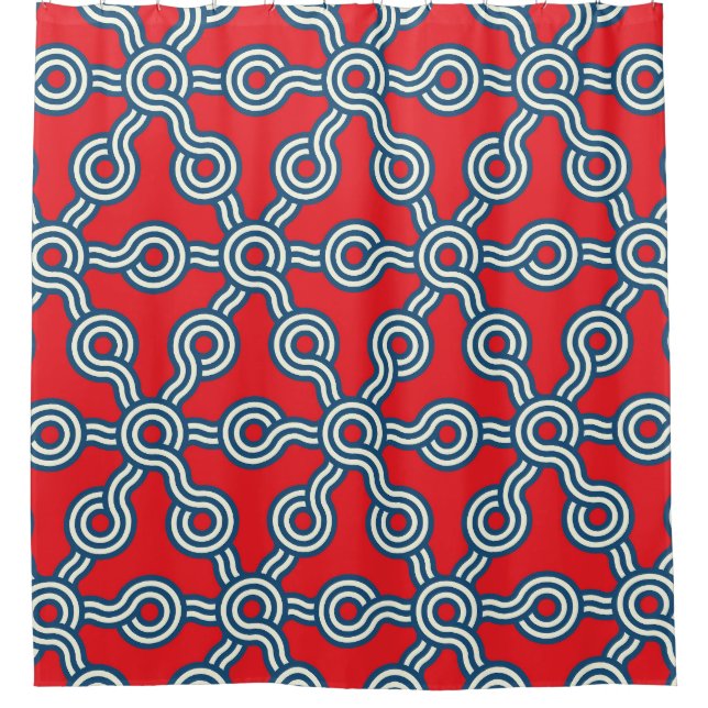 Hexagon grid, red blue, geometric pattern. (Front)