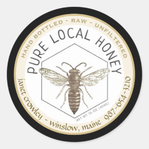 Hexagon Honeybee Honey Beekeepers Label