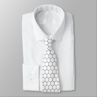 Hexagon honeycomb black and white pattern tie