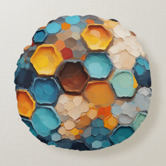 Hexagon Impressions Round Pillow