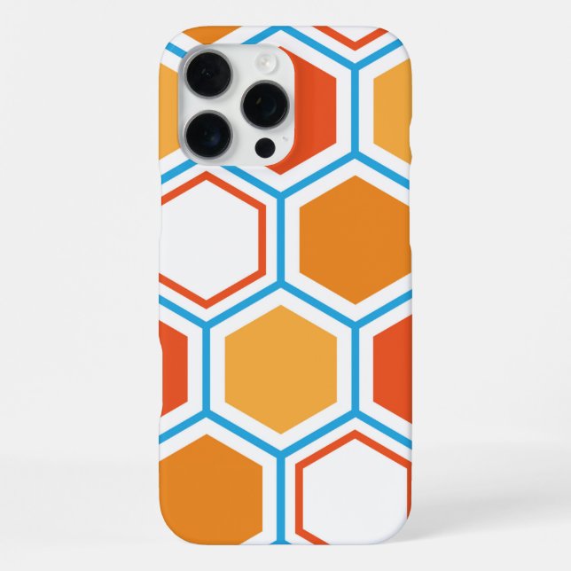 Hexagon in orange, blue and white iPhone case (Back)