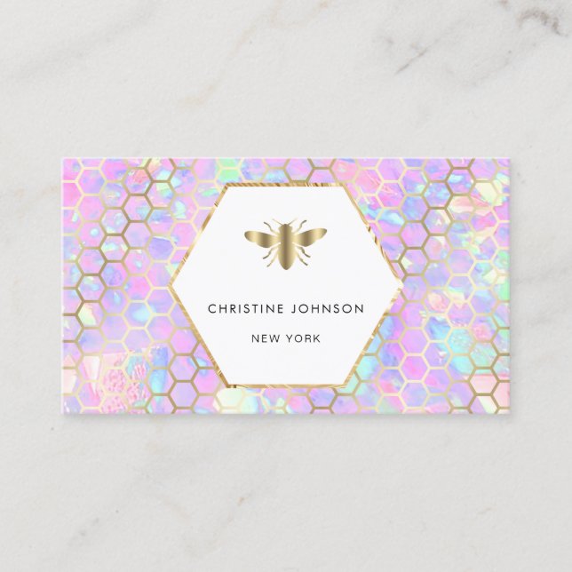 hexagon label bee business card (Front)