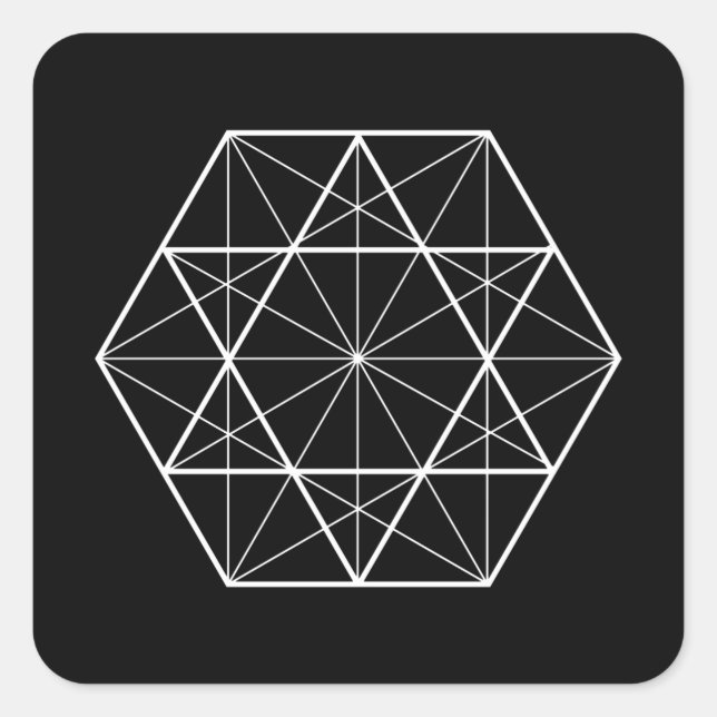 Hexagon lines sacred geometry square sticker (Front)