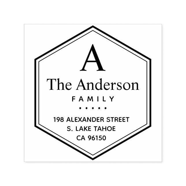 Hexagon logo family return address self-inking stamp (Design)