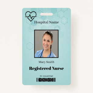 Hexagon Medical Heat Beat Lifeline Photo ID Vertic Badge