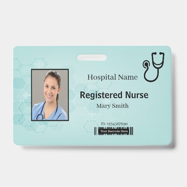 Hexagon Medical Stethoscope Photo ID Badge (Front)