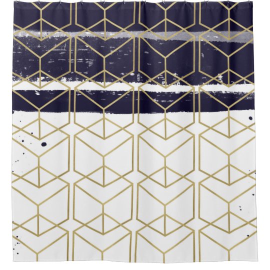 Hexagon Modern Navy Blue Gold Geometric Glam Zazzle Ca