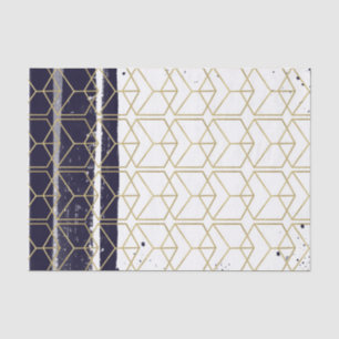 Hexagon Modern Navy Blue Gold Geometric Wedding Tissue Paper