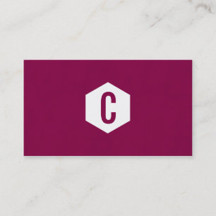 Hexagon monogram dark pink business cards