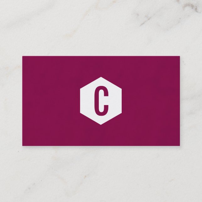 Hexagon monogram dark pink business cards (Front)