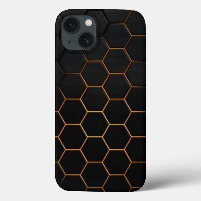 Hexagon noir et or Coque-Mate coque iphone (Verso)