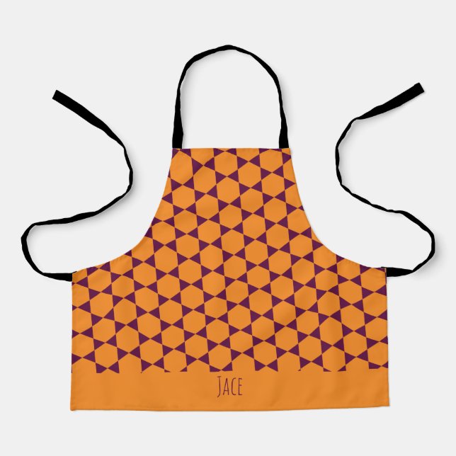 Hexagon Orange Violet Minimal Pattern Apron (Front)