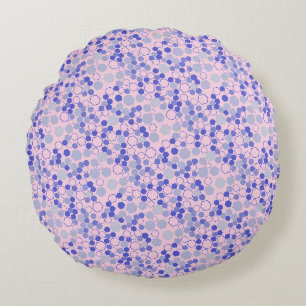 Hexagon pattern 01b.Blue. Lpink BG Round Pillow