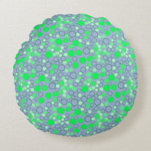 Hexagon pattern 02b.Green LBlue BG Round Pillow