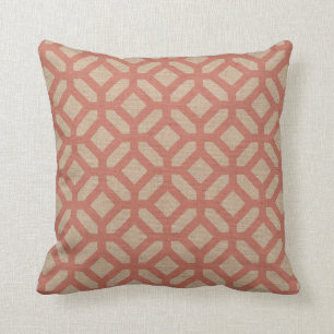 Hexagon Pattern in Coral Pink Throw Pillow