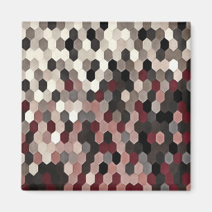 Hexagon Pattern In Grey and Burgundy Autumn Colour Magnet