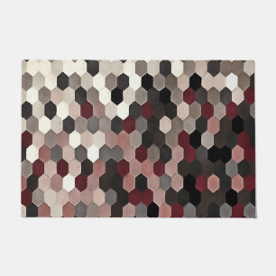 Hexagon Pattern In Grey and Burgundy Autumn Doormat