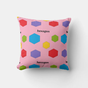 Hexagon pattern on pink throw pillow