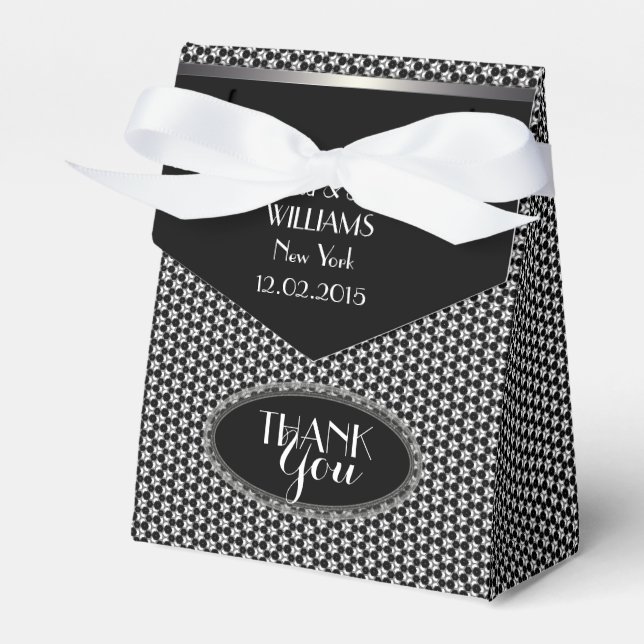 Hexagon Pattern Stylish Black White Wedding Party Favor Box (Front Side)