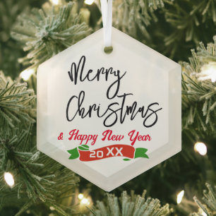 Hexagon Personalized Ornament Merry Christmas