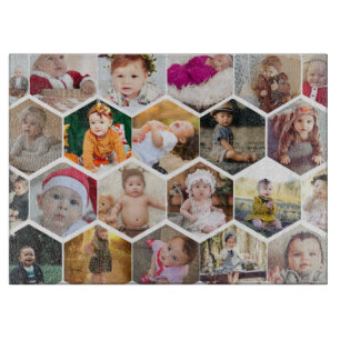 Hexagon Photo Collage Cutting Board