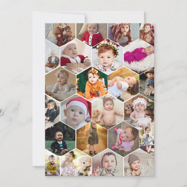 Hexagon Photo Collage Holiday Card (Front)