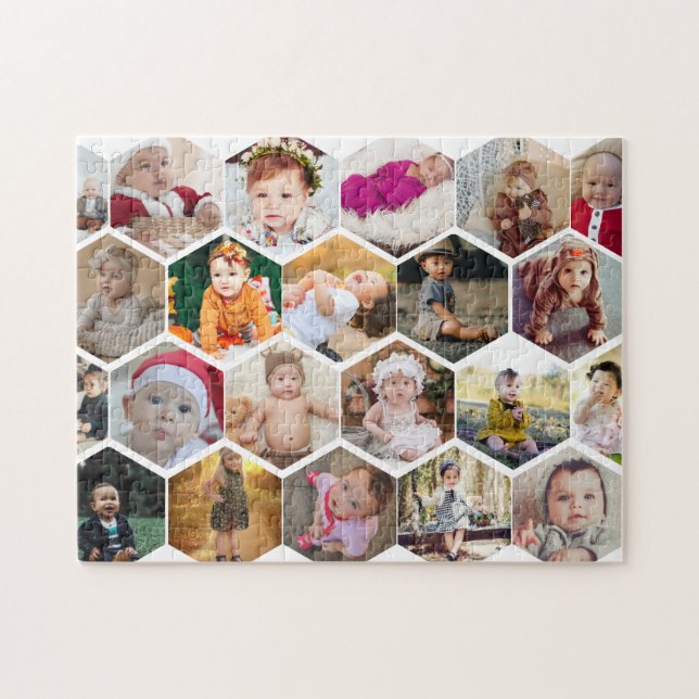 Hexagon Photo Collage Jigsaw Puzzle (Horizontal)