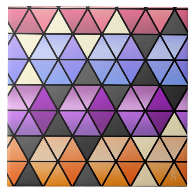 Hexagon Quilt in Lilac, Orchid, Orange + Rose Tile (Front)