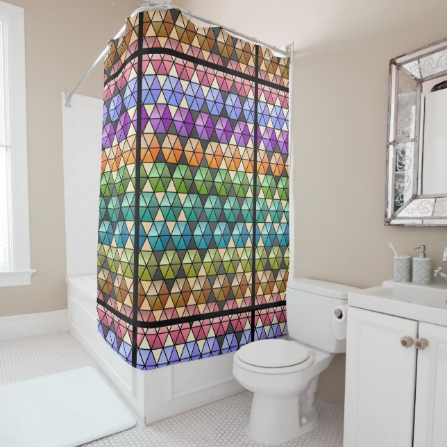 Hexagon Quilt Pattern Warm Vibrant Rainbow Colours (In Situ)