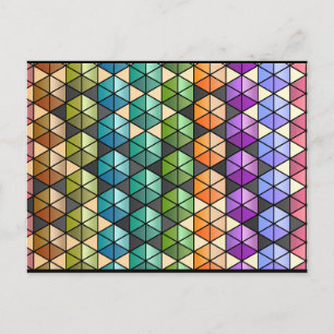 Hexagon Quilt (Warm Rainbow) Postcard