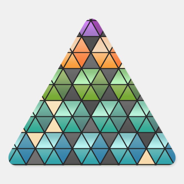 Hexagon Quilt (Warm Rainbow) Triangle Sticker (Front)
