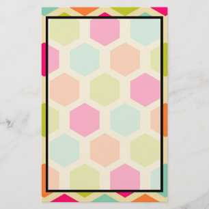 Hexagon Shapes in Vintage Colours Pattern Stationery