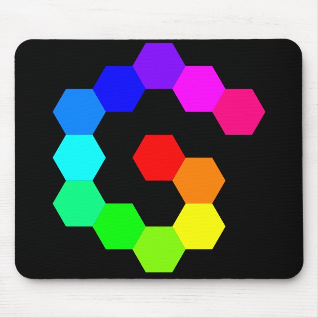 hexagon spiral rainbow mouse pad (Front)