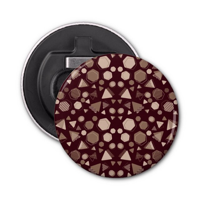 Hexagon & Triangle Pink & Brown on Maroon Pattern  Bottle Opener (Front)