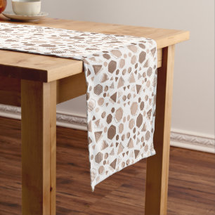 Hexagon & Triangle Pink & Brown on White Pattern Medium Table Runner