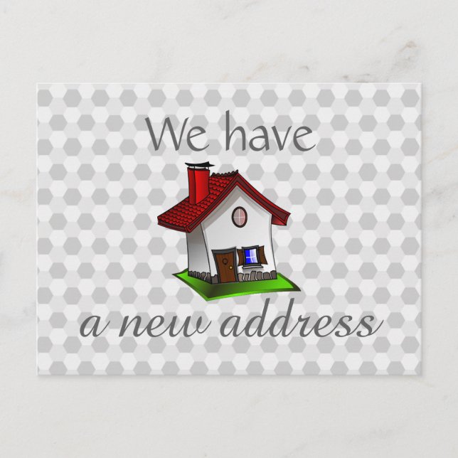 Hexagona Pattern Retro House Change of Address Announcement Postcard (Front)