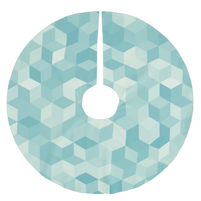 Hexagonal Blue Seamless Pattern Brushed Polyester Tree Skirt (Front)