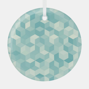 Hexagonal Blue Seamless Pattern Glass Ornament