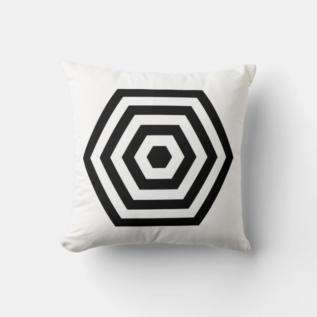 Hexagonal Geometric Shape on White Throw Pillow (Front)